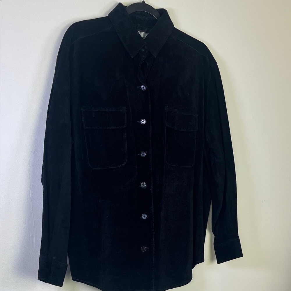 Men's Black Suede Shirt Jacket